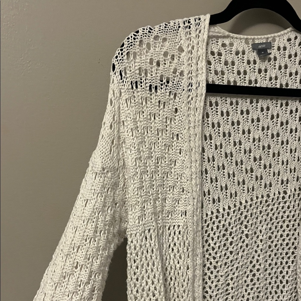 Long Cream Knit Duster Cardigan - Picture 3 of 4